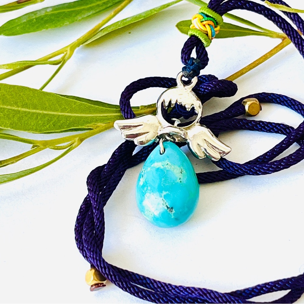 Natural Gemstone Turquoise Angel Necklace, Cheap Value For Money Unique jewelry